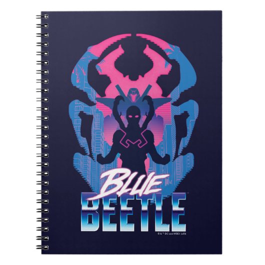 Blauwe kever retrowave versus grafisch notitieboek (Voorkant)