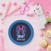 Blauwe kever retrowave versus grafisch papieren bordje (Feest)