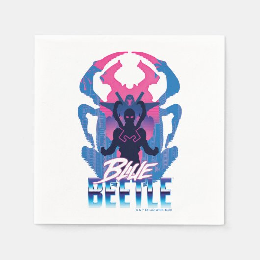 Blauwe kever retrowave versus grafisch servet (Voorkant)