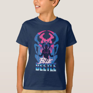 Blauwe kever retrowave versus grafisch t-shirt