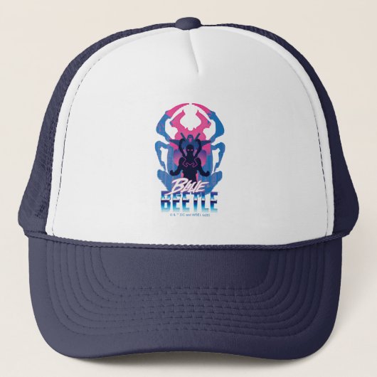 Blauwe kever retrowave versus grafisch trucker pet (Voorkant)