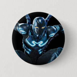 Blauwe kever springende karakter kunst ronde button 5,7 cm