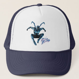 Blauwe kever springende karakter kunst trucker pet