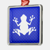 Blauwe kikker metalen ornament (Links)