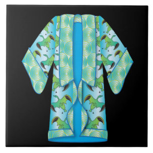 Blauwe Kimono-keramische Tegel Tegeltje