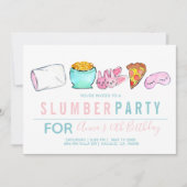 Blauwe kind sleepover slumpartij uitnodiging (Voorkant)