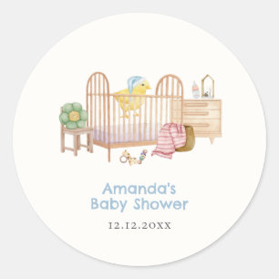 Blauwe kinderkamer-speelgoed Kleine Kip Baby Showe Ronde Sticker