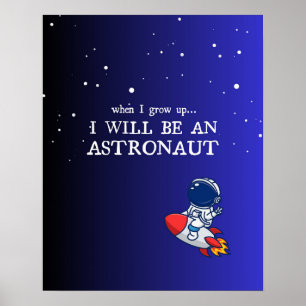 Blauwe kinderkamerposter, astronaut, galactisch th poster