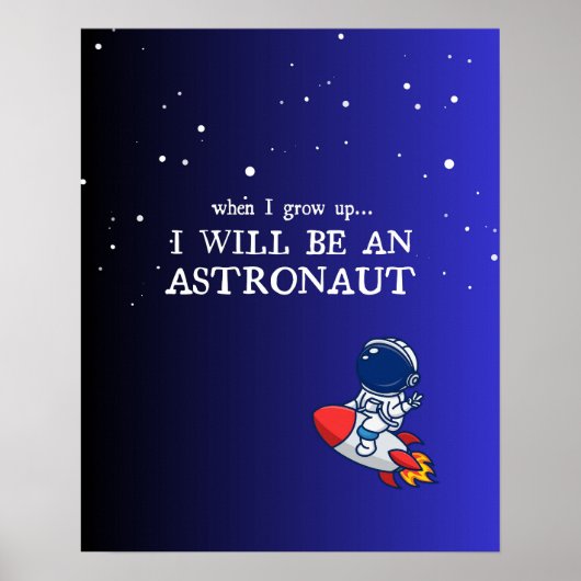Blauwe kinderkamerposter, astronaut, galactisch th poster (Voorkant)