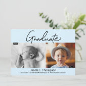 Blauwe Kindertuin Afstuderen dan en nu Afstudeerde Aankondiging (Staand voorkant)