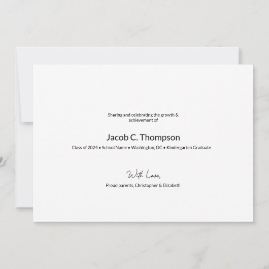 Blauwe Kindertuin Afstuderen dan en nu Afstudeerde Aankondiging (Achterkant)