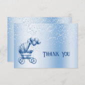 Blauwe kinderwagen dank u kaart (Voorkant / Achterkant)