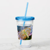 Blauwe klaproos bloesem acryl drinkbeker (Achterkant)