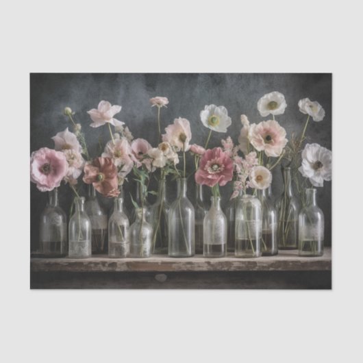 Blauwe klaprozen tissuepapier (Voorkant)