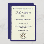 Blauwe Klassieke Afstuderen bekendmaking rondes Aankondiging (Voorkant / Achterkant)