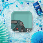 Blauwe Klassieke Auto Verjaardag Papieren Bordje (Feest)