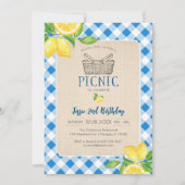 Blauwe Klassieke Picknick Verjaardagsuitnodiging Kaart (Voorkant)