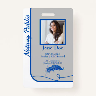 Blauwe Klassieke Stijl Notaris Openbaar ID Badge Q