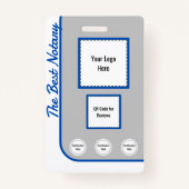 Blauwe Klassieke Stijl Notaris Openbaar ID Badge Q (Achterkant)