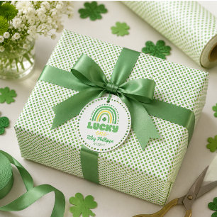 Blauwe Klaver & Regenboog Lucky One Eerste Verjaar Cadeaupapier
