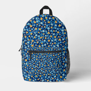 Blauwe kleine bloemen patroon bedrukte rugzak