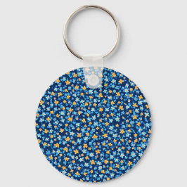 Blauwe kleine bloemen patroon sleutelhanger