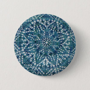 Blauwe kleine bloemknop ronde button 5,7 cm