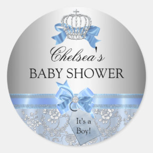 Blauwe Kleine Prins Kroon Baby Shower Sticker