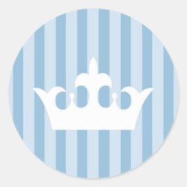 Blauwe kleine prinsessenkroonstripe Baby Ronde Sticker