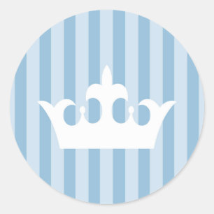 Blauwe kleine prinsessenkroonstripe Baby Ronde Sticker