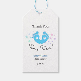 Blauwe kleine tenen cadeaulabel