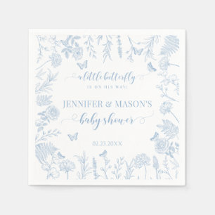 Blauwe kleine vlinder elegante baby jongen shower servet