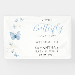 Blauwe Kleine Vlinder Jongens Baby Shower Spandoek