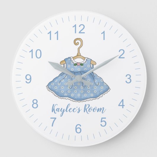 Blauwe klep van klein meisje op Hanger Wall klok (Voorkant)