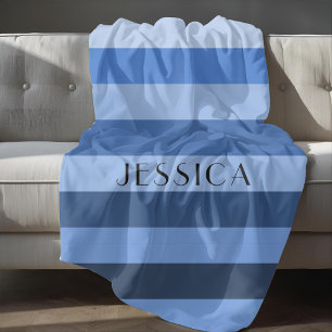 Blauwe kleur Blok Strepen Patroonnaam Print Fleece Deken