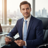 Blauwe kleur Gestreept Formeel Stropdas