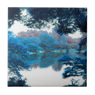 Blauwe kleur is cool, unieke natuur, meer tegeltje