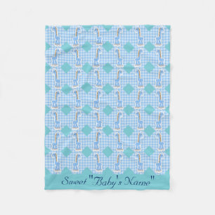 Blauwe kleur Kiep Giraffes Ontwerpknuppel Fleece Deken