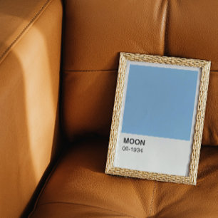 Blauwe kleur Moon Song - White Border Perfect Poster