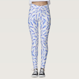 Blauwe kleur vogelveren leggings