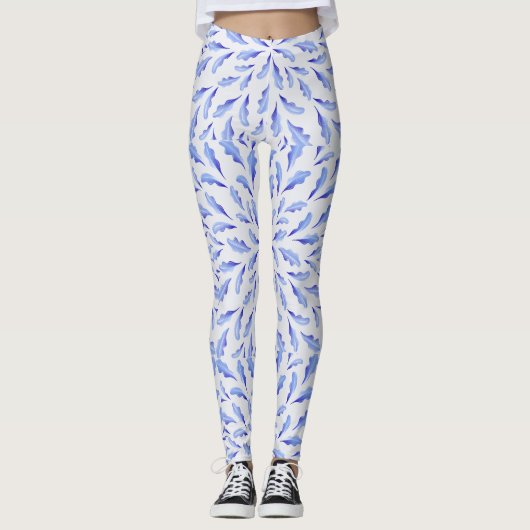 Blauwe kleur vogelveren leggings (Voorkant)