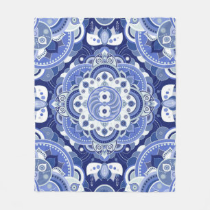 Blauwe kleuren geometrisch patroon. Lichte india Fleece Deken