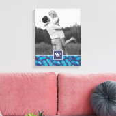Blauwe kleurstof anananas | Foto met monogram Canvas Afdruk (Insitu (Woonkamer))