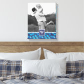 Blauwe kleurstof anananas | Foto met monogram Canvas Afdruk (Insitu (Slaapkamer))