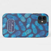 Blauwe kleurstof anananas | Jouw namen toevoegen Case-Mate iPhone Case (Achterkant (horizontaal))