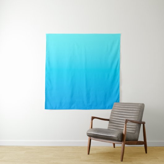 Blauwe kleurverloop wandkleed (In situ)