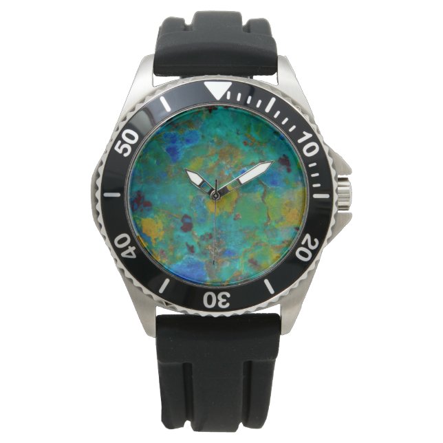 Blauwe Klif Chrysocolla Horloge (Voorkant)