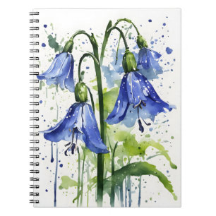 Blauwe klokjes - Watercolor bloemen Notitieboek