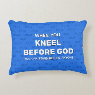 Blauwe KNEEL VÓÓR GOD Prayer Accent Pillow Kussen