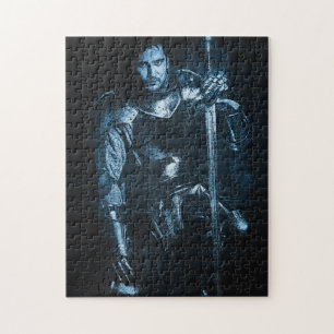 Blauwe Knight Kneeling met zwaard Legpuzzel